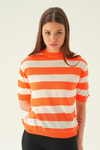 Bluz-Kalın Çizgili Tişört 1461 Orange -rulem