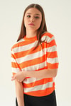 Bluz-Kalın Çizgili Tişört 1461 Orange -rulem