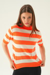 Bluz-Kalın Çizgili Tişört 1461 Orange -rulem