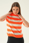 Bluz-Kalın Çizgili Tişört 1461 Orange -rulem