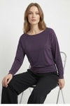 Bluz-Kayık Yaka Taş Detaylı Bluz 8364 Mürdüm -rulem