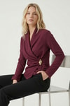 Bluz-Kruvaze Yaka Bluz 251298 Bordo -rulem
