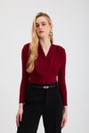 Bluz-Kruvaze Yaka Vatkalı Bluz 9256 Bordo -rulem
