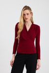 Bluz-Kruvaze Yaka Vatkalı Bluz 9256 Bordo -rulem