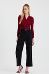 Bluz-Kruvaze Yaka Vatkalı Bluz 9256 Bordo -rulem