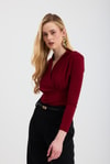 Bluz-Kruvaze Yaka Vatkalı Bluz 9256 Bordo -rulem