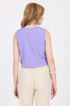 Bluz-Lila V Yaka Kolsuz Crop Bluz 8027-rulem