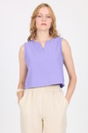 Bluz-Lila V Yaka Kolsuz Crop Bluz 8027-rulem