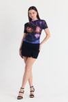 Bluz-Mor Desenli Büzgülü Sandy Bluz 12303-rulem
