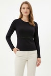 Bluz-Omuz Dantel Uzun Kol Bluz 14371 Siyah -rulem