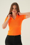 Bluz-Orange Polo Yaka Tişört 1905-rulem