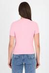 Bluz-Pembe Viskoz/Yumuşak Kumaş Slim Fit Tişört 1468-rulem