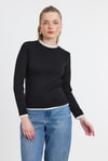 Bluz-Ribana Detay Uzun Kollu Bluz 3011 Siyah -rulem
