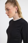 Bluz-Ribana Detay Uzun Kollu Bluz 3011 Siyah -rulem
