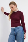 Bluz-Ribana Detay Uzun Kollu Bluz 3011 Bordo -rulem