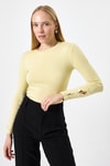Bluz-Sarı Kol Kurdele Detaylı Bluz 8232A-rulem