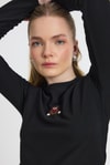 Bluz-Siyah Ayıcık Nakışlı Bisiklet Yaka Bluz 2200-rulem