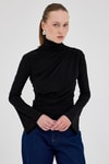 Bluz-Siyah Balıkçı Yaka Drapeli Bluz 2517-rulem