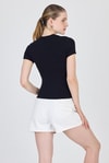 Bluz-Siyah Bisiklet Yaka Viskoz/Yumuşak Kumaş Slim Fit Tişört 1468-rulem