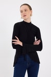 Bluz-Siyah Büzgü Detaylı Balıkçı Yaka Bluz 2458-rulem