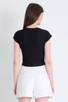 Bluz-Siyah Taş Detaylı Slim Fit Crop Tişört 9207M-rulem