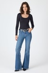 Bluz-Siyah U Yaka Slim Fit Bluz 2434-rulem