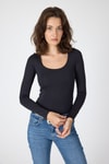 Bluz-Siyah U Yaka Slim Fit Bluz 2434-rulem