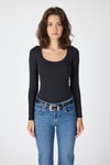 Bluz-Siyah U Yaka Slim Fit Bluz 2434-rulem