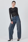 Bluz-Siyah Uzun Kollu Dantel Bluz 6871-rulem