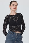 Bluz-Siyah Uzun Kollu Dantel Bluz 6871-rulem