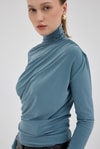 Bluz-Su Yeşili Büzgü Detay Sandy Bluz 20059-rulem