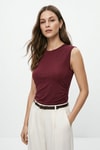 Bluz-Taşlı Büzgülü Bluz 3656 Bordo -rulem