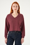 Bluz-V Yaka Bluz 8259A Bordo -rulem