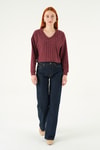 Bluz-V Yaka Bluz 8259A Bordo -rulem
