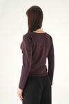 Bluz-V Yaka Ön İncili Bluz 8391A Mürdüm -rulem