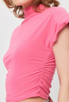 Bluz-Vatkalı Kısa Bluz 13185 Pembe -rulem