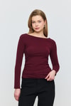 Bluz-Yanları Büzgülü Bluz 3027 Bordo -rulem