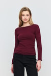 Bluz-Yanları Büzgülü Bluz 3027 Bordo -rulem