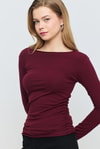Bluz-Yanları Büzgülü Bluz 3027 Bordo -rulem