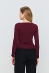 Bluz-Yanları Büzgülü Bluz 3027 Bordo -rulem