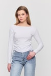 Bluz-Yanları Büzgülü Bluz 3027 Ekru -rulem