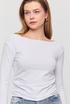 Bluz-Yanları Büzgülü Bluz 3027 Ekru -rulem