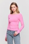 Bluz-Yanları Büzgülü Bluz 3027 Pembe -rulem