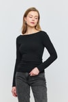 Bluz-Yanları Büzgülü Bluz 3027 Siyah -rulem