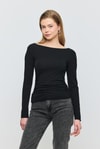 Bluz-Yanları Büzgülü Bluz 3027 Siyah -rulem