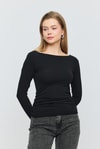 Bluz-Yanları Büzgülü Bluz 3027 Siyah -rulem