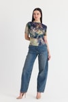 Bluz-Yeşil Desenli Büzgülü Sandy Bluz 12303-rulem