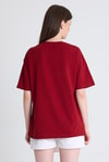Bordo Ayı Baskılı Oversize Tişört 6402