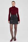 Bordo Balıkçı Yaka Drapeli Bluz 2517