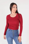 Bordo Bisiklet Yaka Bluz 1011